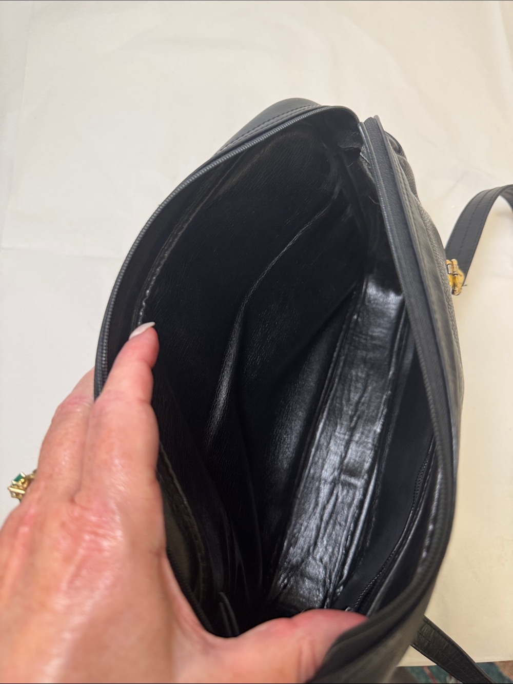 Christian Dior Black Leather Shoulder Bag with CD Gold Chain Accents - Picture 10 of 16